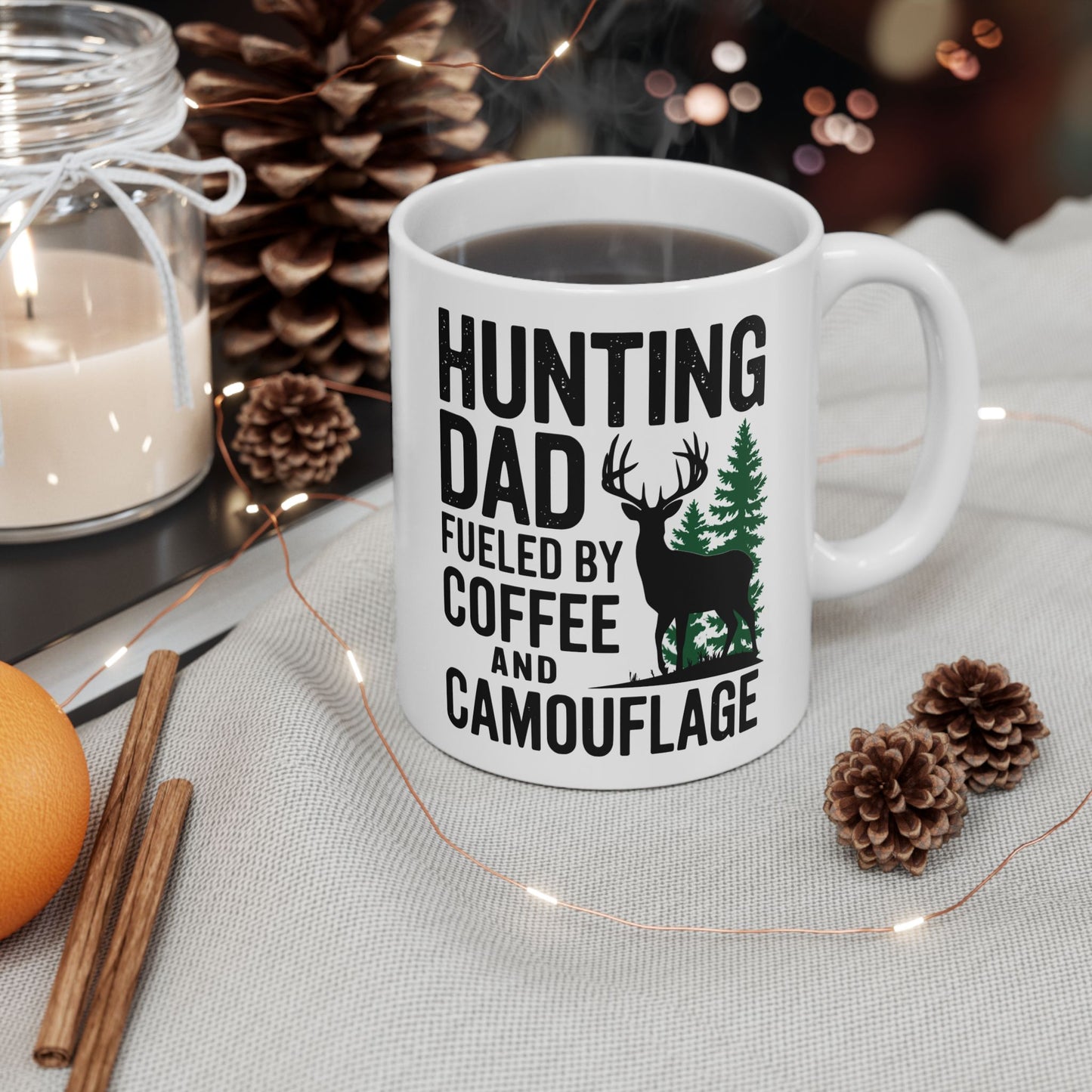Hunting Dad Funny Fueled By Coffee Birthday Gift 11oz Coffee Mug