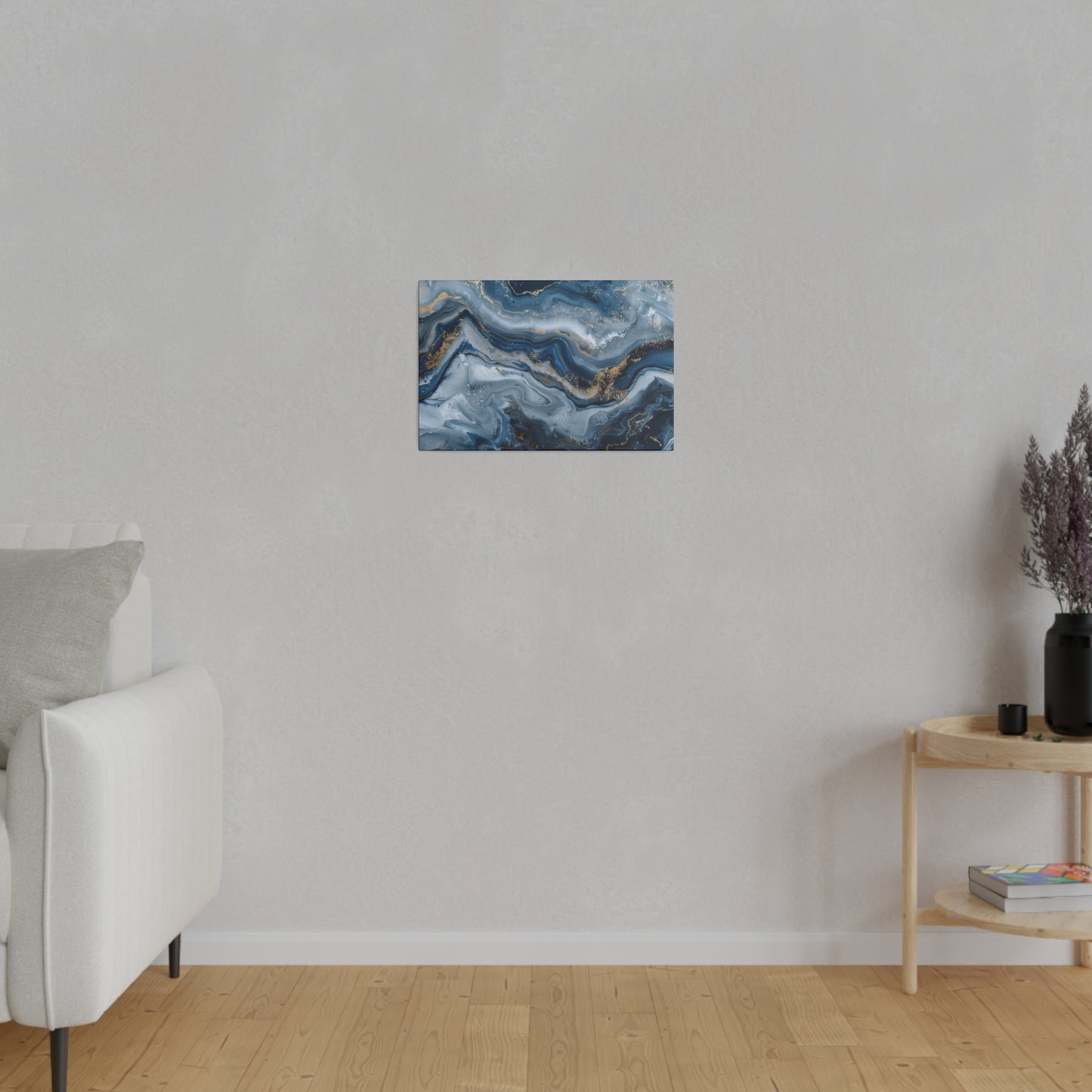Abstract Blue Grey Canvas Print Wall Painting Marble Artwork Canvas Wall Art for Living Room Home Office Décor