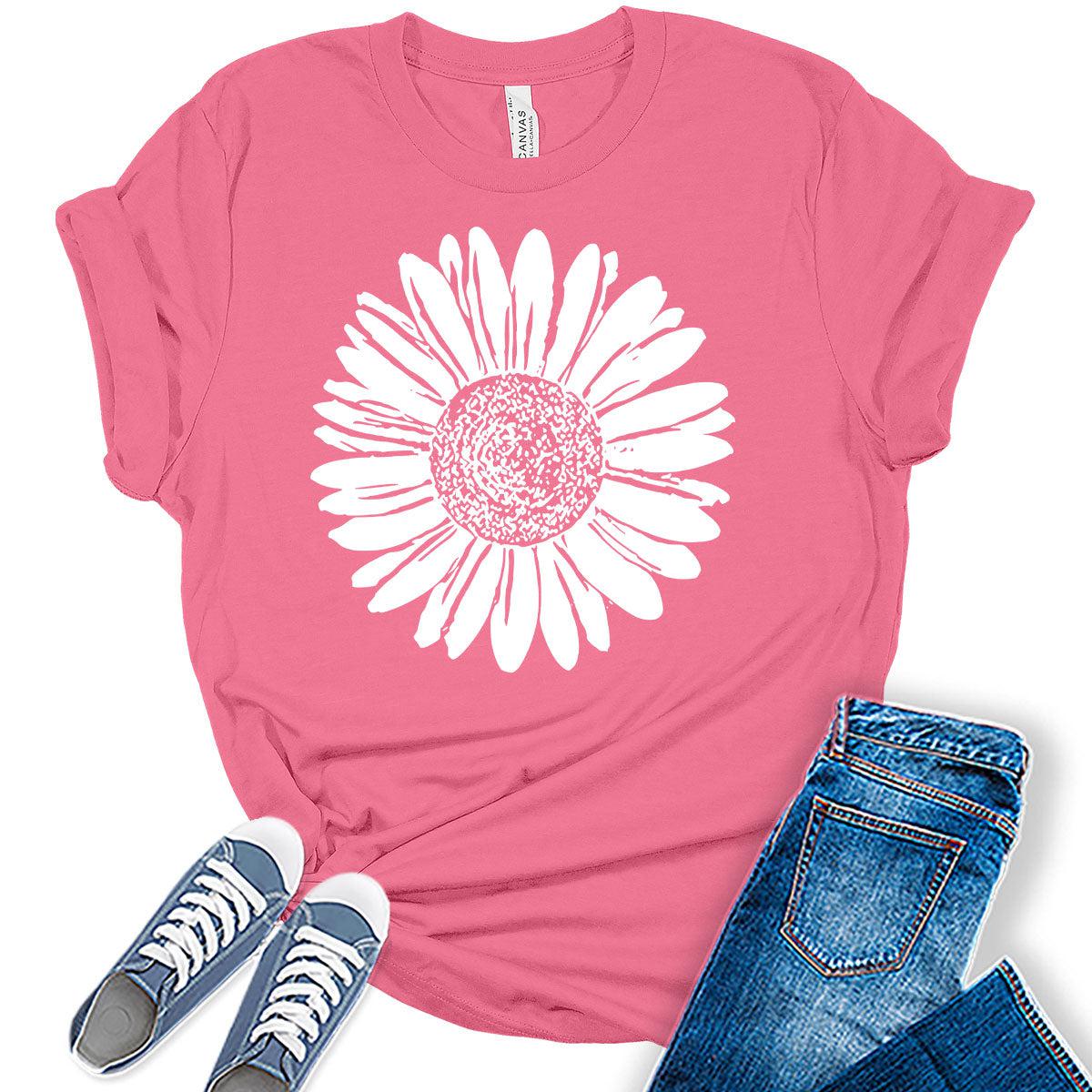 Women's Sunflower T Shirt Graphic Tees Cute Flower Bella Short Sleeve Casual Girls Tops