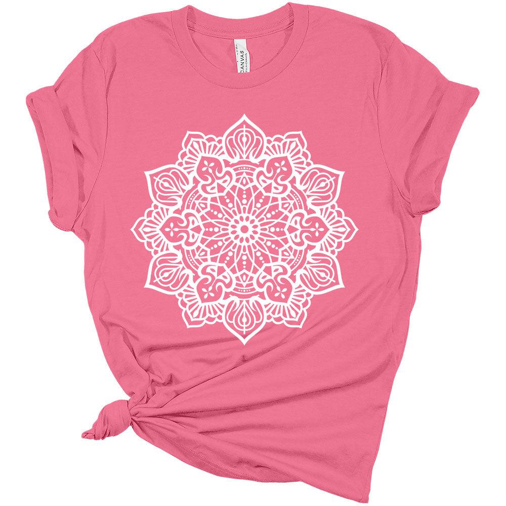 Womens Mandala Shirts Casual Cute Graphic Tees Short Sleeve Summer Classic-Fit Summer Tops