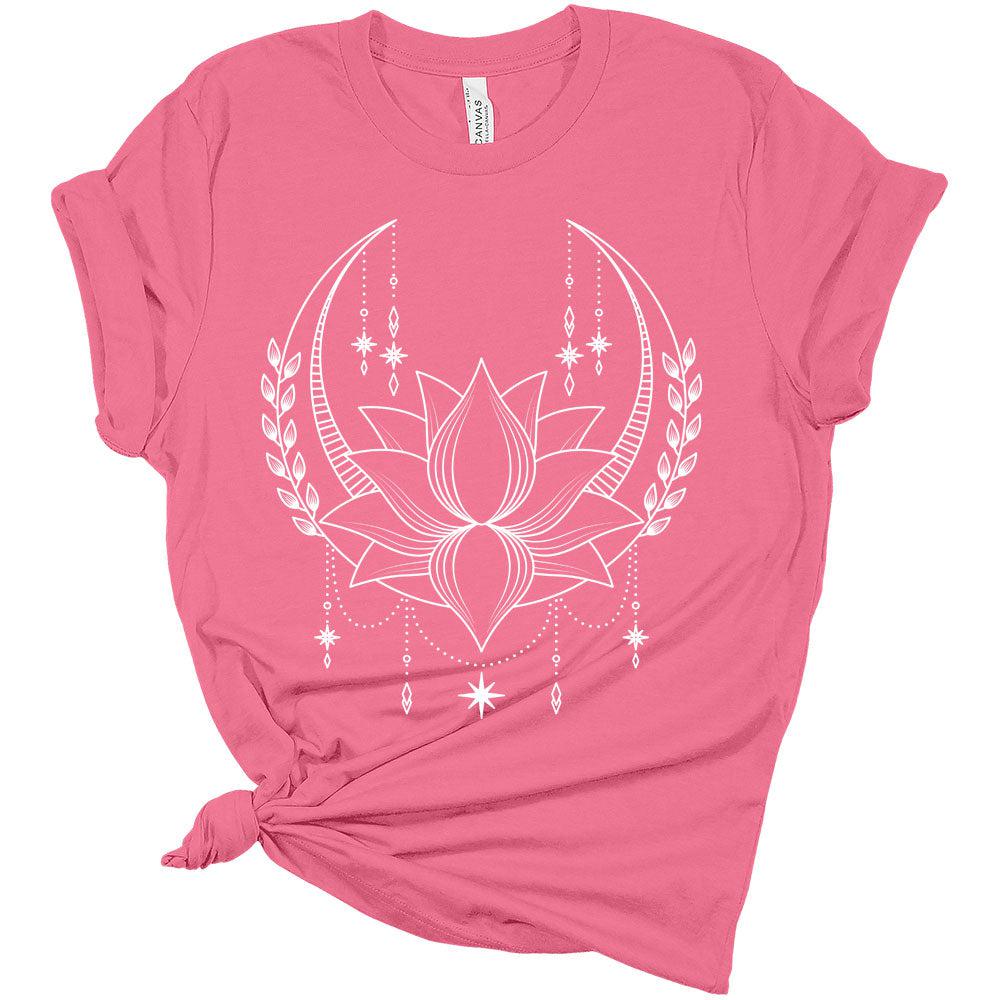 Womens Lotus Mandala Shirt Casual Cute Graphic Tees Short Sleeve Plus Size Classic-Fit Summer Tops