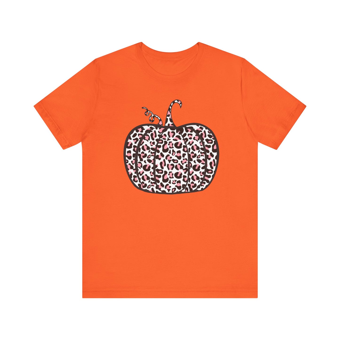 Womens Trendy Leopard Pumpkin Printed Shirts Halloween Short Sleeve Graphic Tees Fall T-Shirts Tops - PF