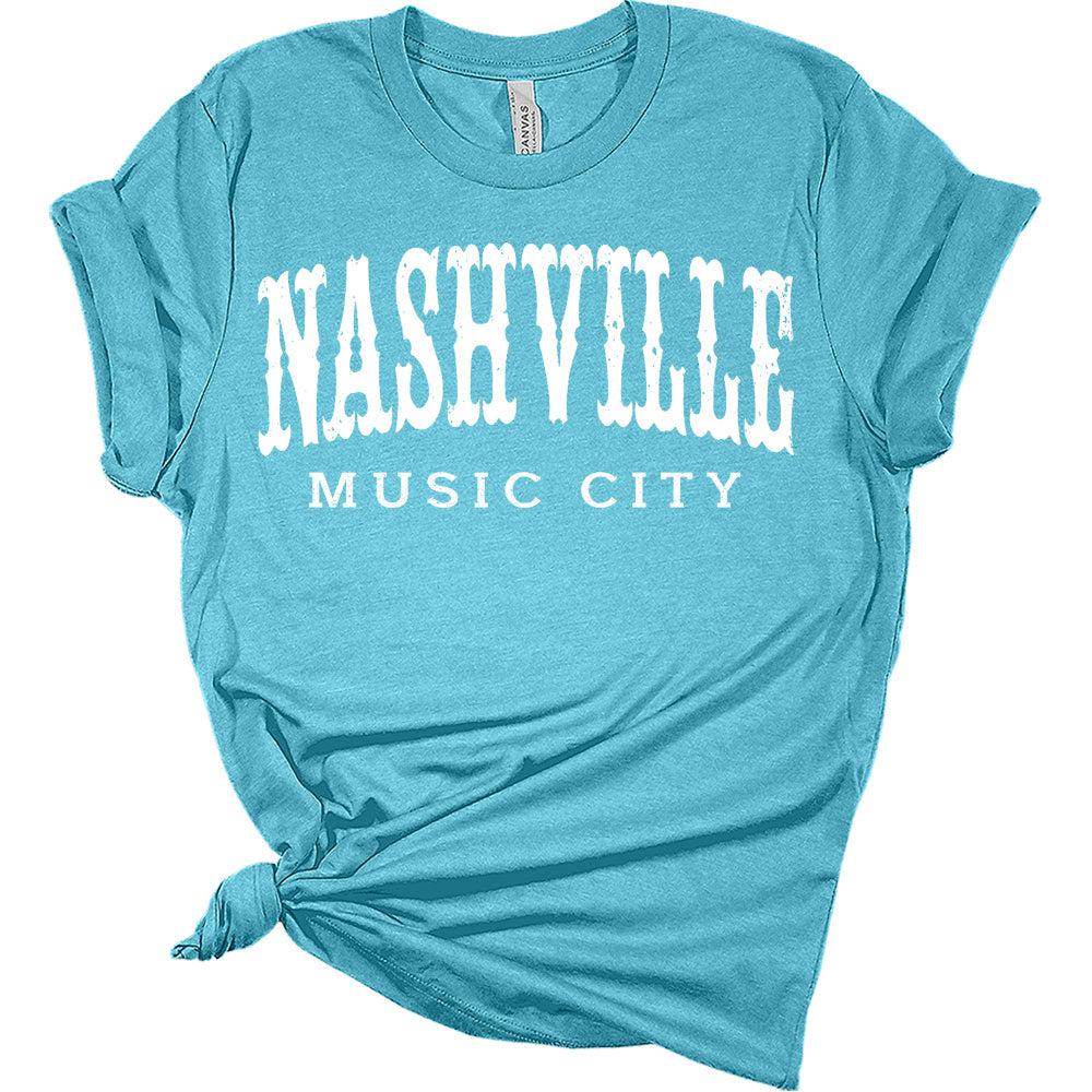 Womens Nashville Shirt Casual Ladies Cute Letter Print Graphic Tees Short Sleeve Western Tops for Women