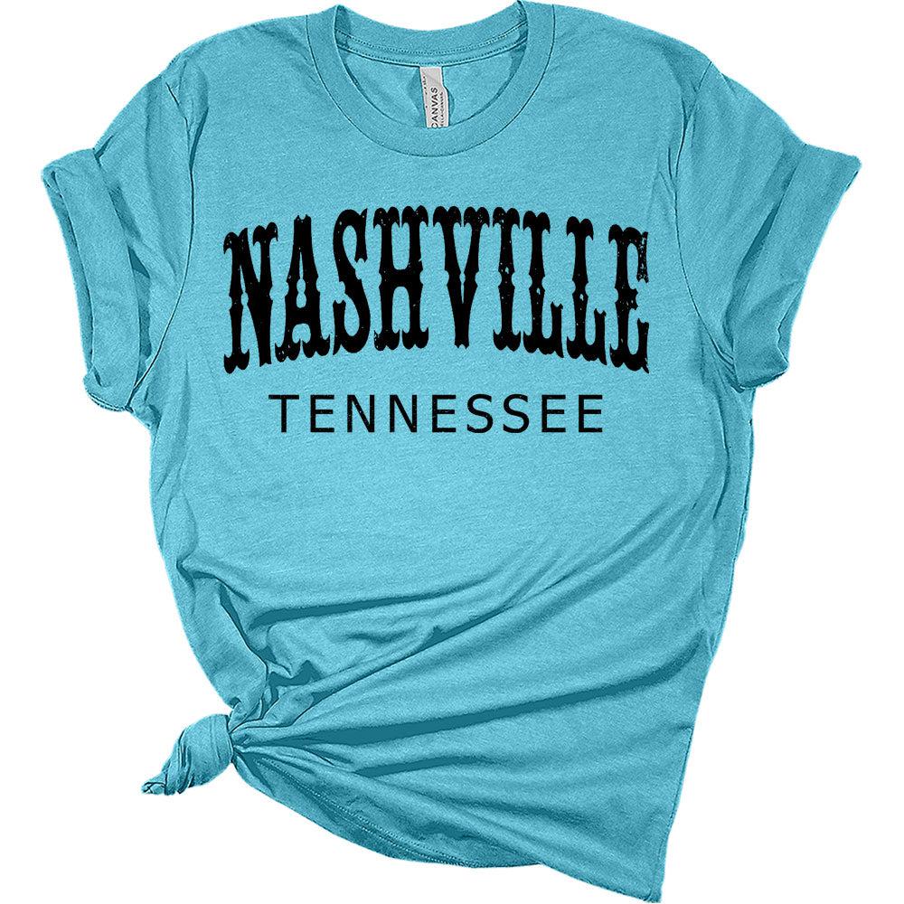 Womens Nashville Shirt Casual Ladies Cute Letter Print Graphic Tees Short Sleeve Country Western Tops for Women