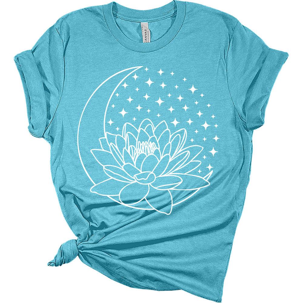 Womens Mandala Moon Lotus Flower Shirt
