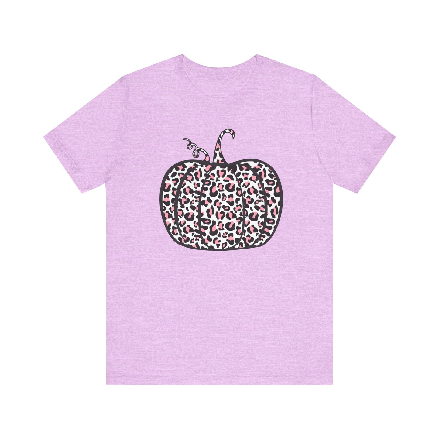 Womens Trendy Leopard Pumpkin Printed Shirts Halloween Short Sleeve Graphic Tees Fall T-Shirts Tops - PF