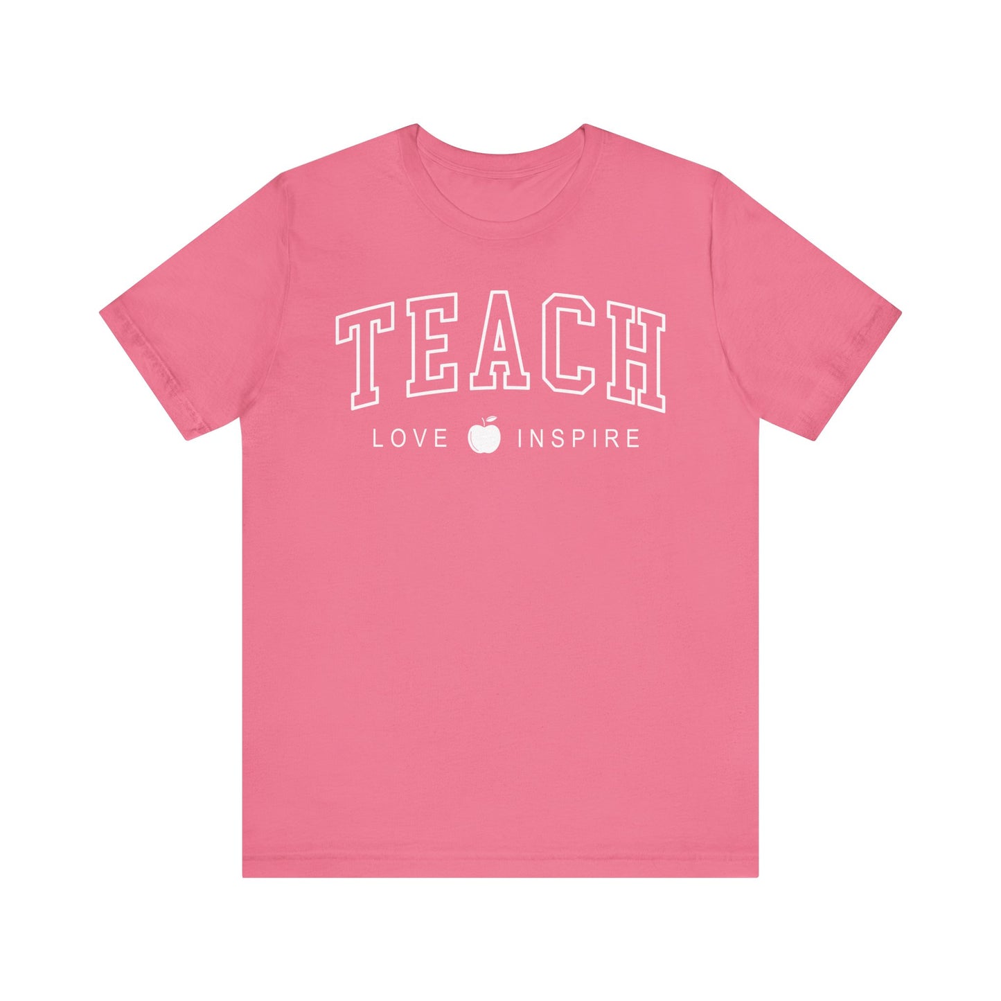 Womens Teacher Shirts Teach Love Inspire Cute Letter Print Tshirts Bella Graphic Tees Short Sleeve Casual Teaching Clothes - PF2