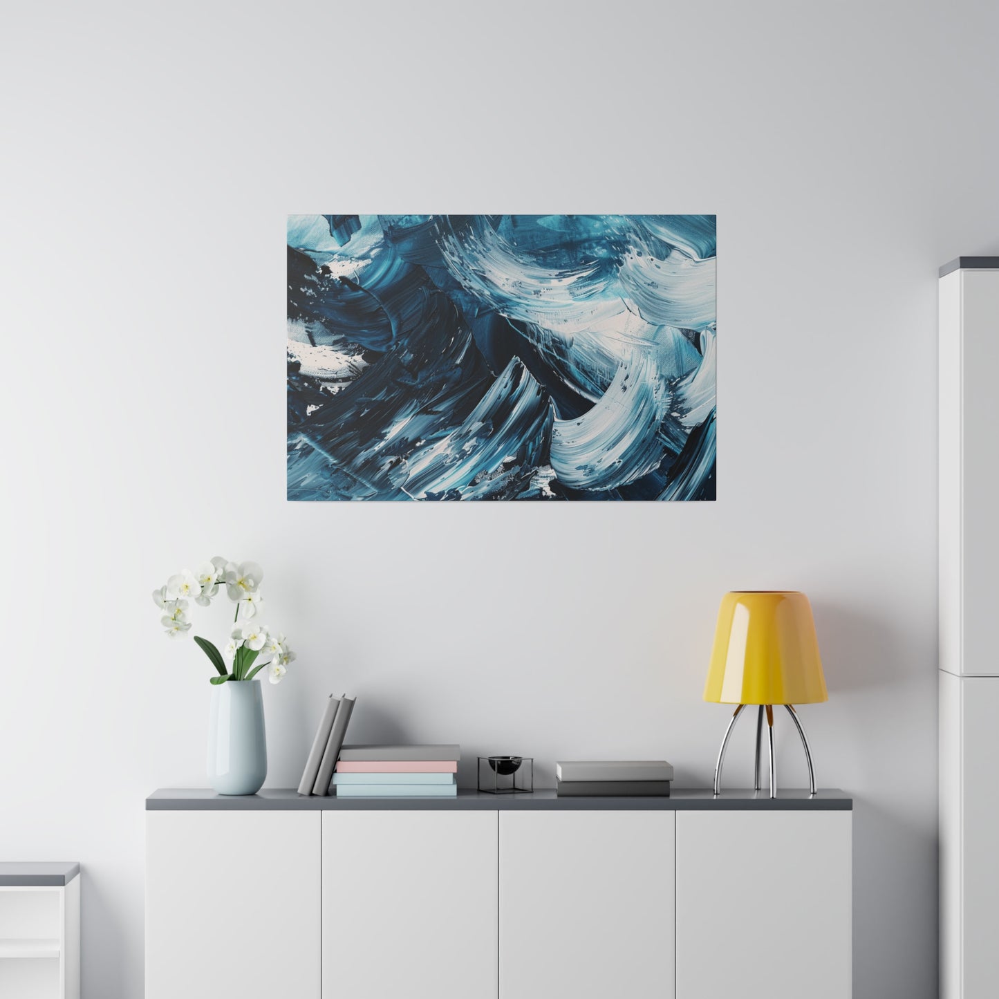 Blue Abstract Picture Canvas Print Wall Painting Modern Artwork Canvas Wall Art for Living Room Home Office Décor