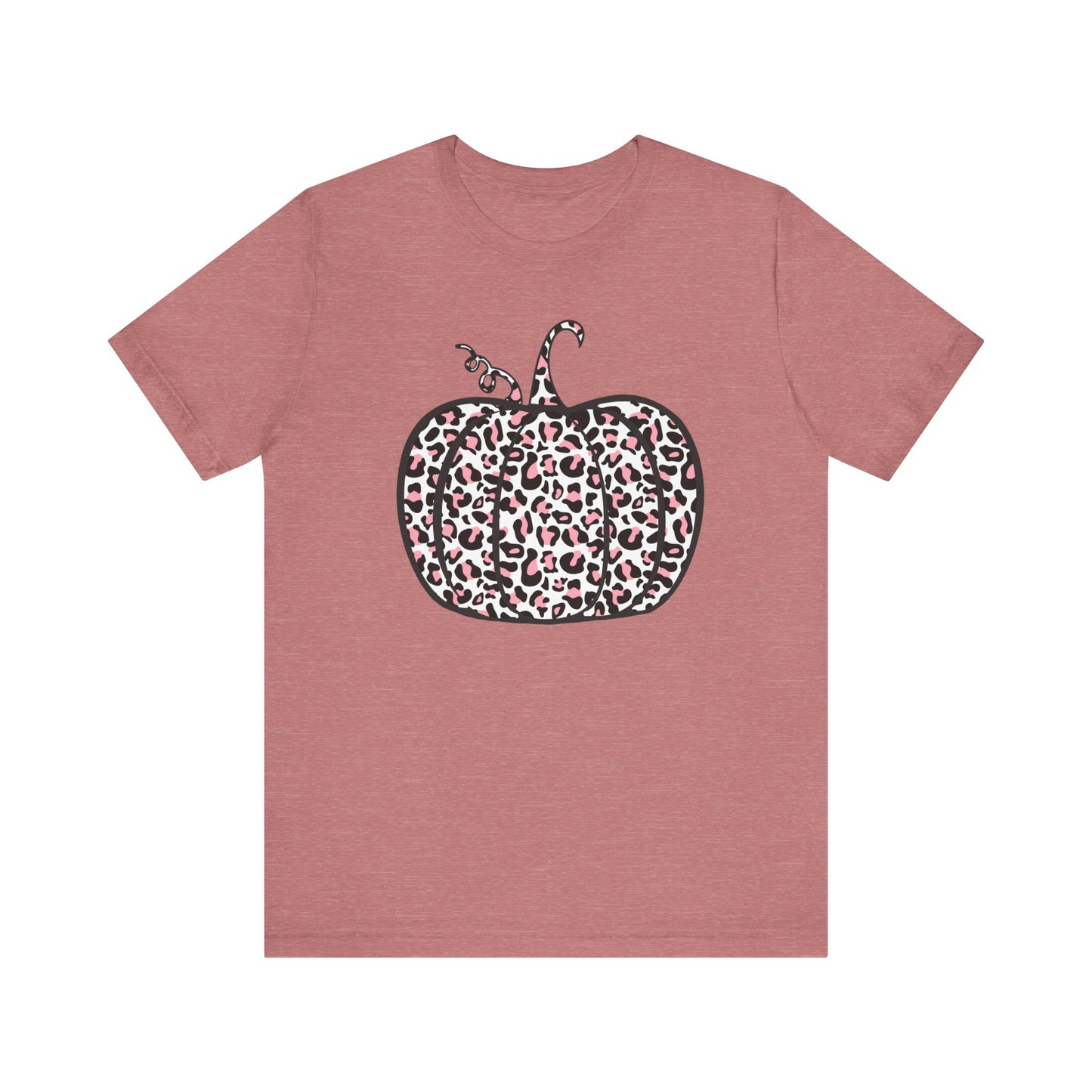 Womens Trendy Leopard Pumpkin Printed Shirts Halloween Short Sleeve Graphic Tees Fall T-Shirts Tops - PF