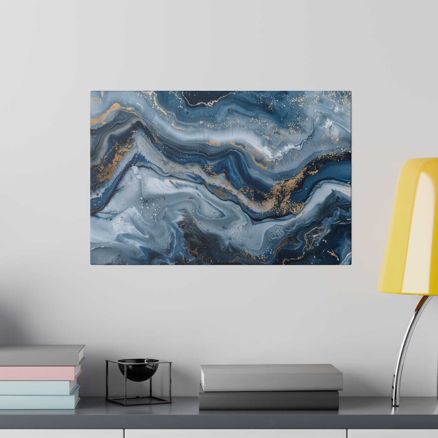 Abstract Blue Grey Canvas Print Wall Painting Marble Artwork Canvas Wall Art for Living Room Home Office Décor