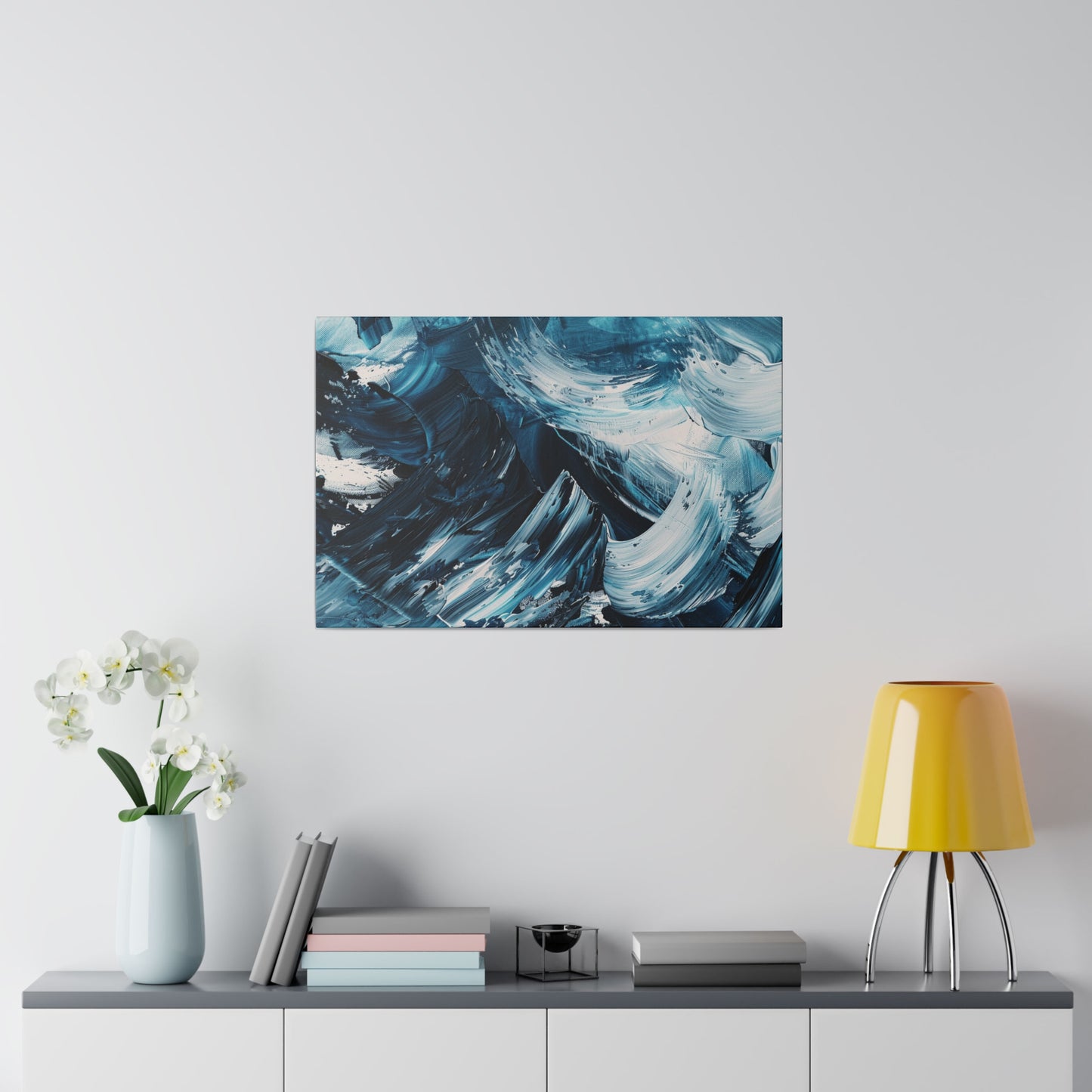Blue Abstract Picture Canvas Print Wall Painting Modern Artwork Canvas Wall Art for Living Room Home Office Décor