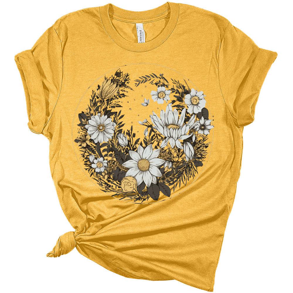 Womens Floral Shirts Wildflower Vintage Graphic Tees Spring Daisy Short Sleeve T Shirts Bella Summer Tops
