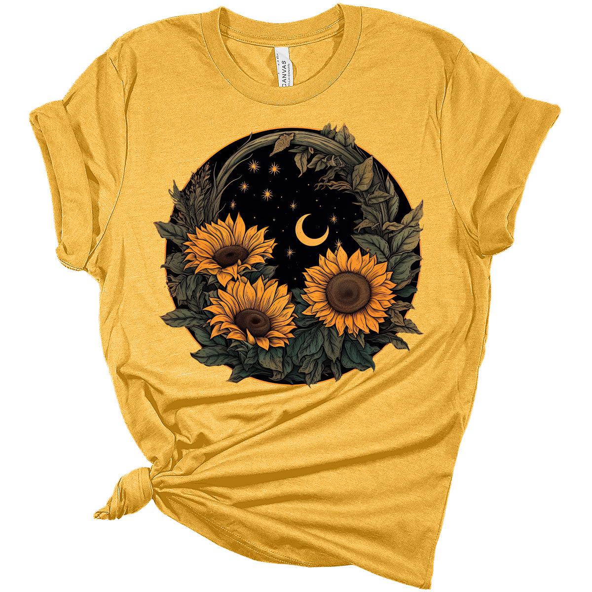 Womens Floral Shirts Trendy Wildflower Graphic Tees Spring Short Sleeve Sunflower T Shirts Plus Size Bella Summer Tops
