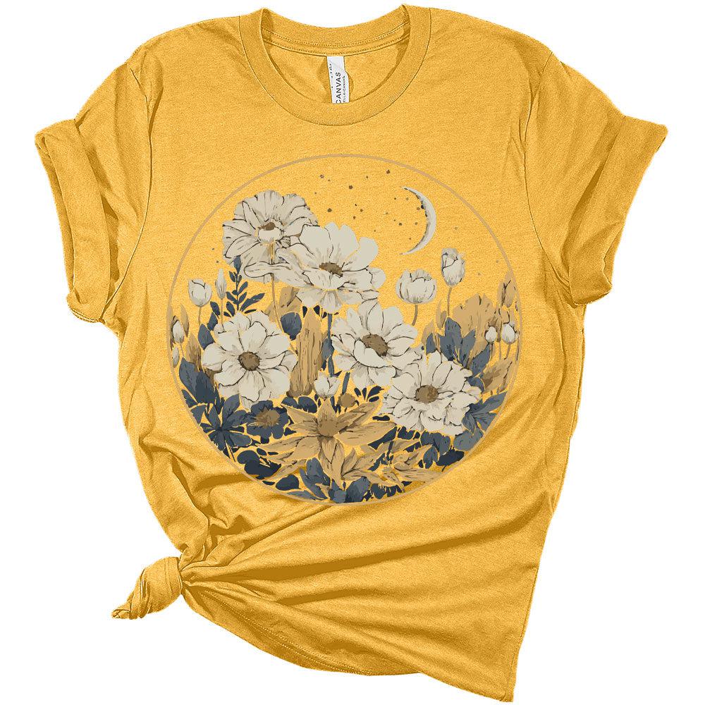 Womens Floral Shirts Wildflower Vintage Graphic Tees Spring Short Sleeve Cottagecore T Shirts Bella Summer Tops