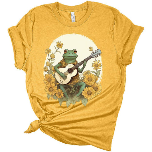 Frog Shirt Cute Cottagecore Clothing Graphic Tees for Women Vintage Aesthetic Sunflower T Shirts