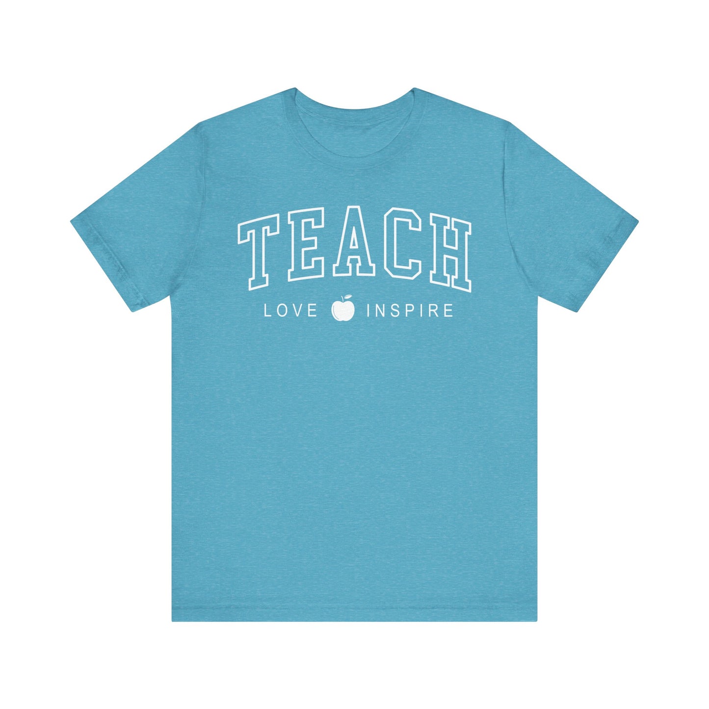 Womens Teacher Shirts Teach Love Inspire Cute Letter Print Tshirts Bella Graphic Tees Short Sleeve Casual Teaching Clothes - PF2