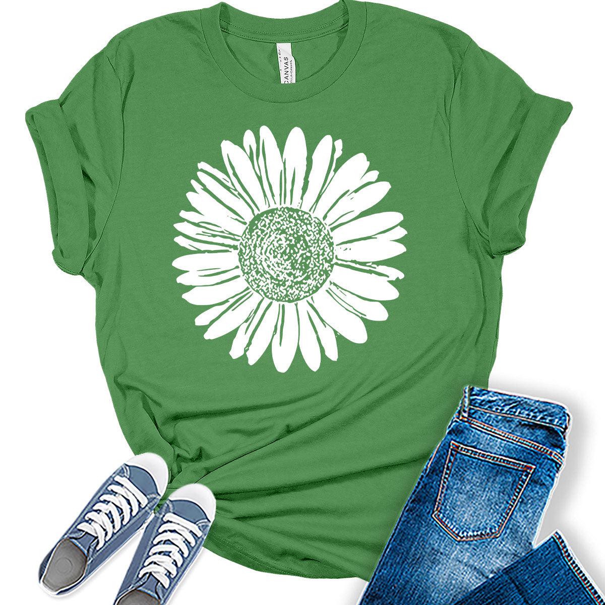 Women's Sunflower T Shirt Graphic Tees Cute Flower Bella Short Sleeve Casual Girls Tops