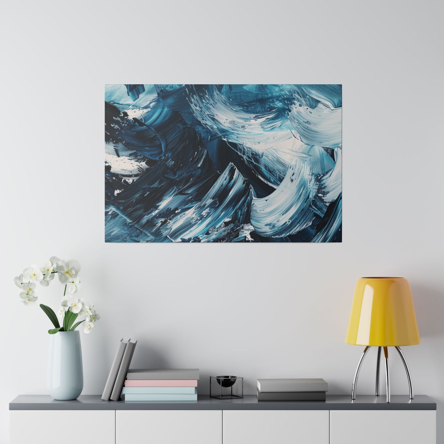 Blue Abstract Picture Canvas Print Wall Painting Modern Artwork Canvas Wall Art for Living Room Home Office Décor