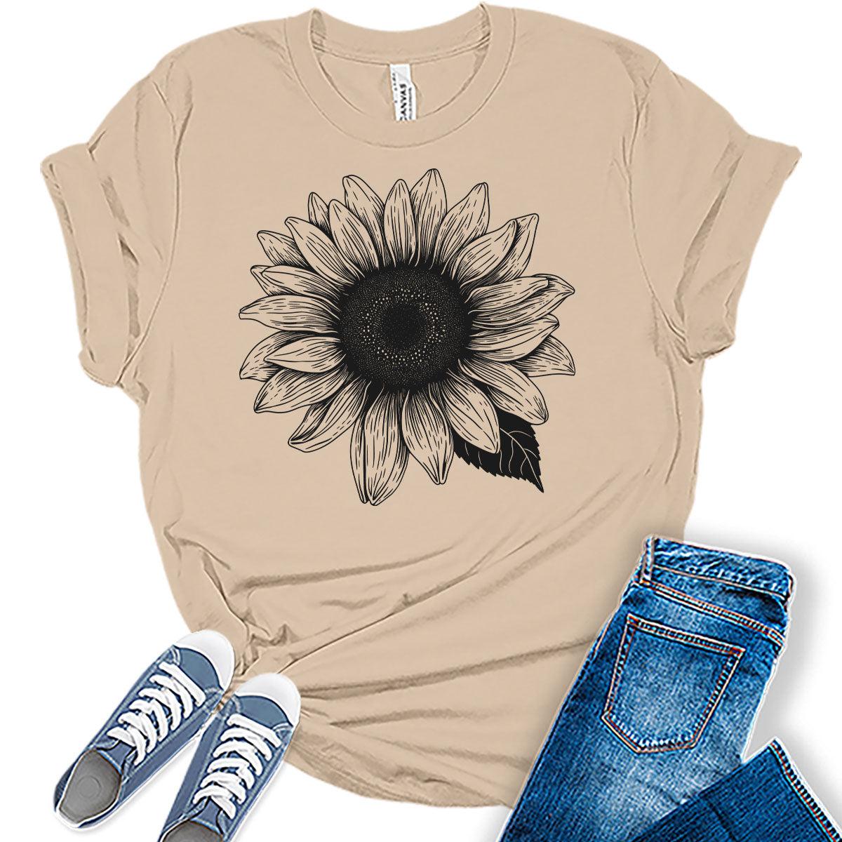 Sunflower Shirts Women's Graphic Tees Cute Vintage Teen Girl Tops