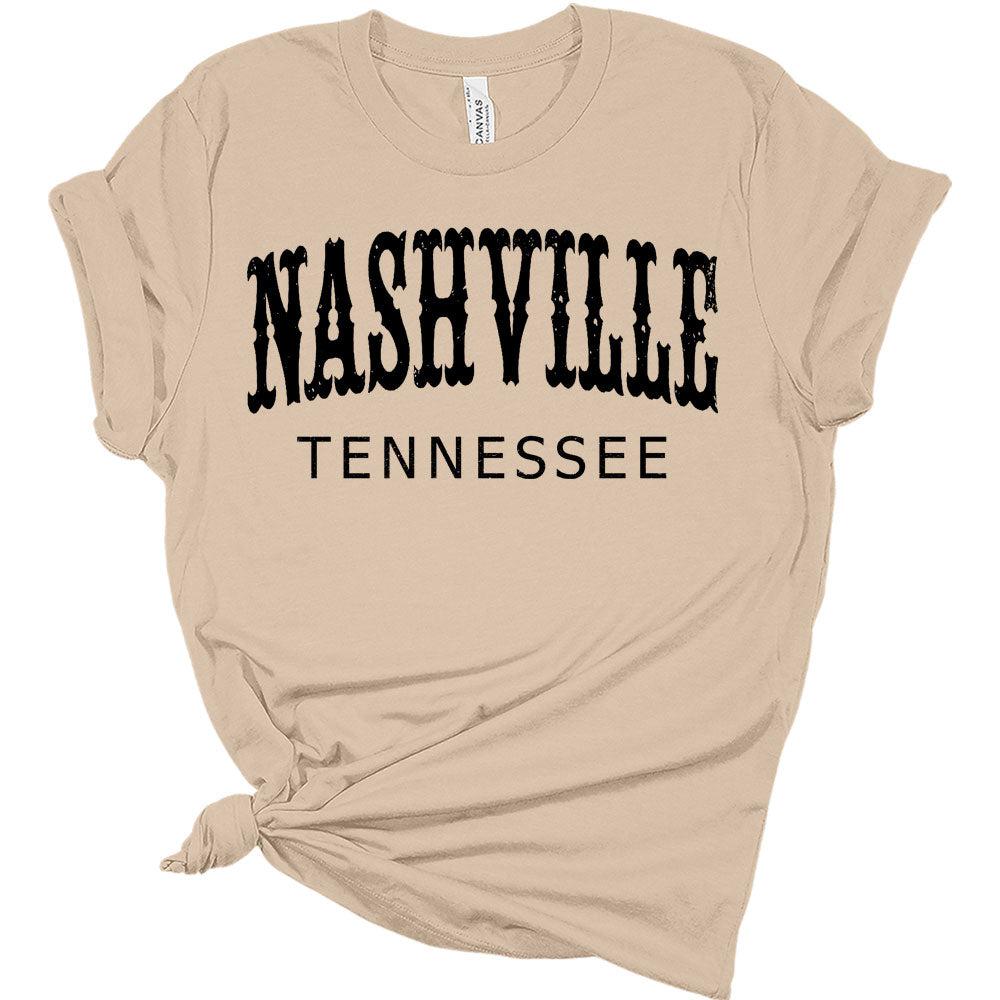 Womens Nashville Shirt Casual Ladies Cute Letter Print Graphic Tees Short Sleeve Country Western Tops for Women