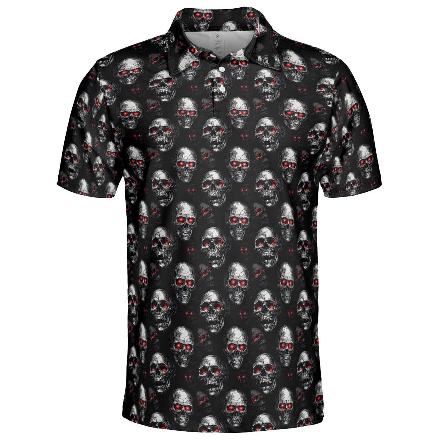 Vampire Skull Halloween Polo Shirt for Men Moisture Wicking Short Sleeve Golf Top