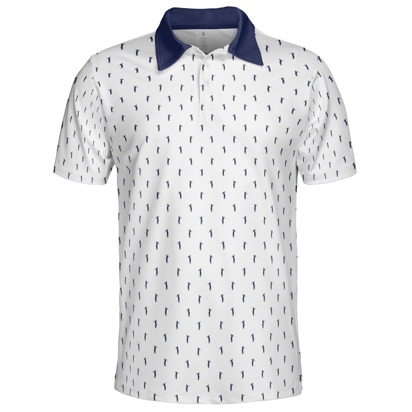 Golfer Polo Shirt for Men White Navy Moisture Wicking Short Sleeve Vacation Golf Top