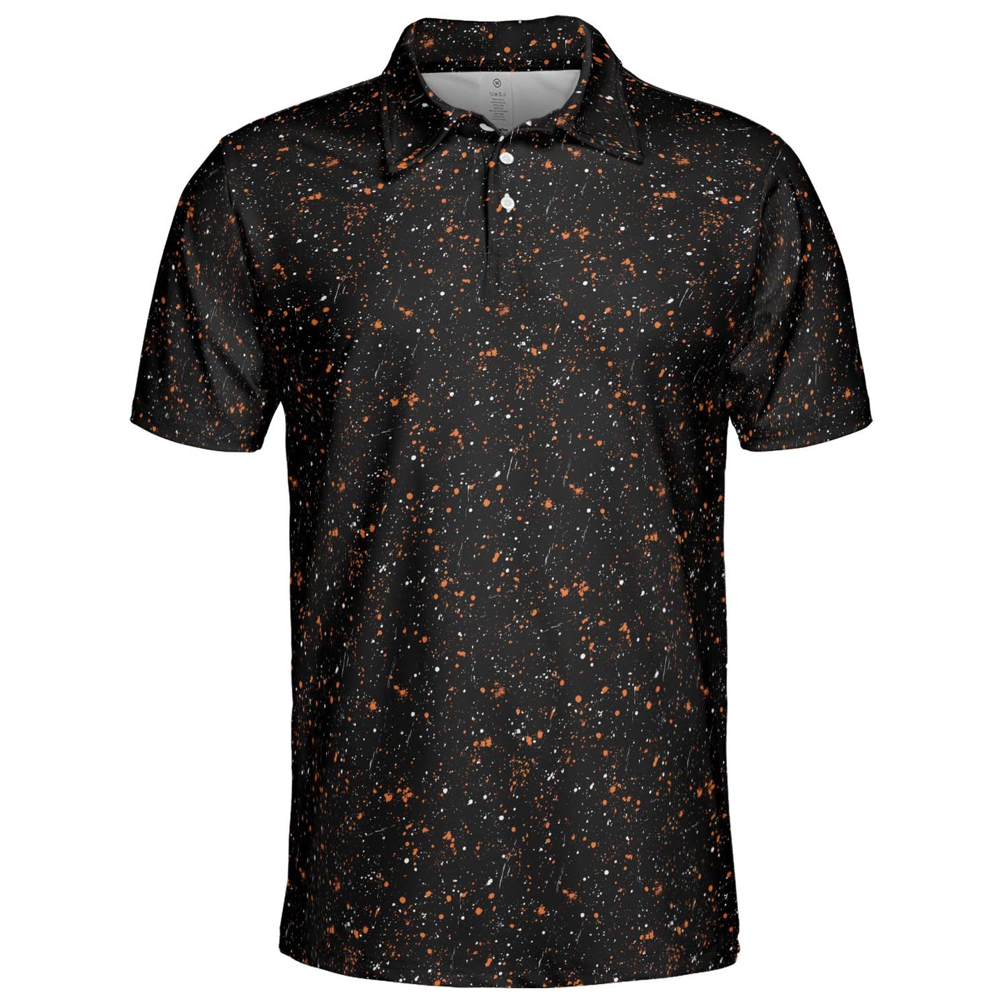 Black Halloween Polo Shirt for Men Spooky Orange Moisture Wicking Short Sleeve Golf Costume Party Top