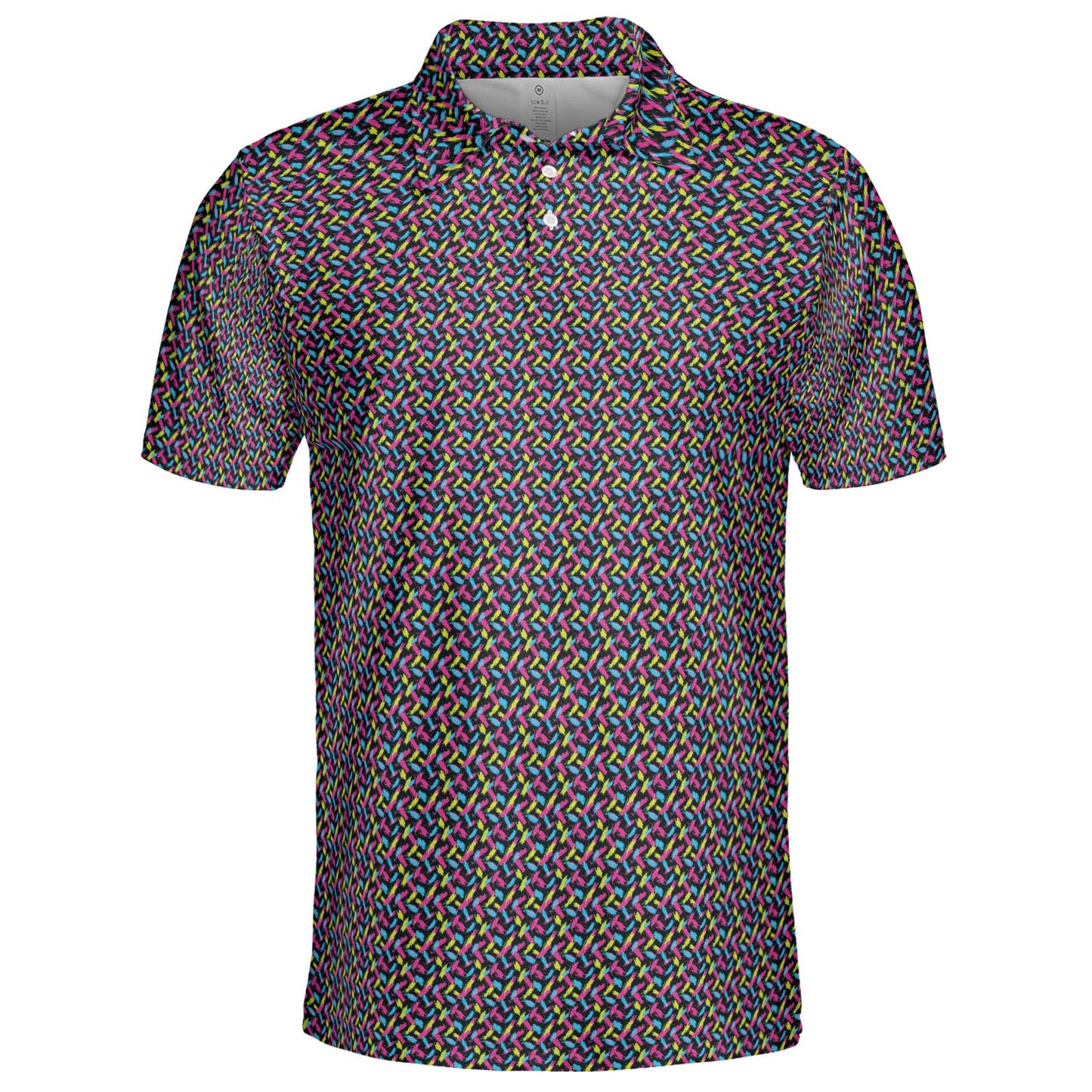 Neon Polo Shirt for Men Retro 90s Moisture Wicking Short Sleeve Golf Top