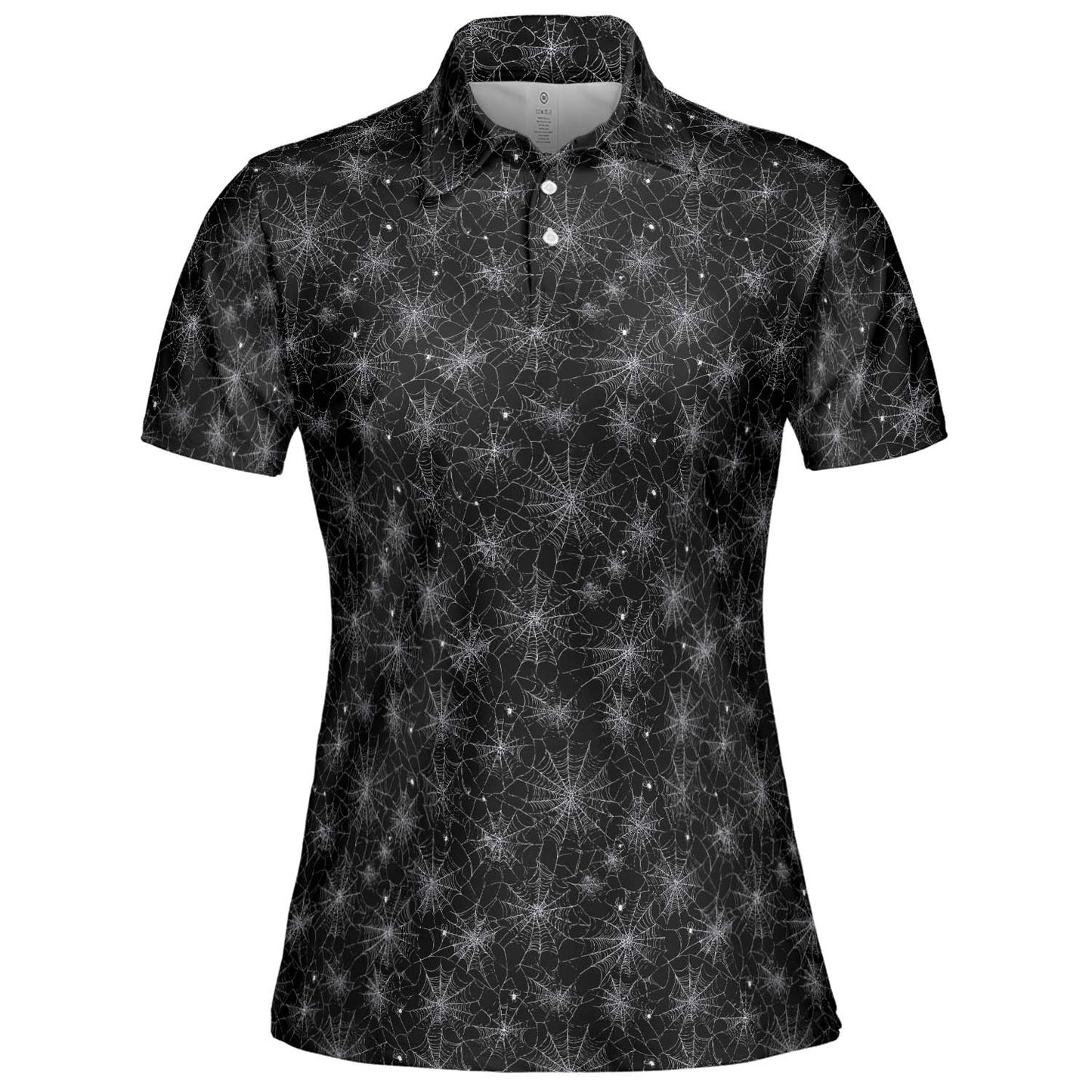 Spiderweb Halloween Polo Shirt for Women Black Spooky Cute Costume Moisture Wicking Short Sleeve Golf Top