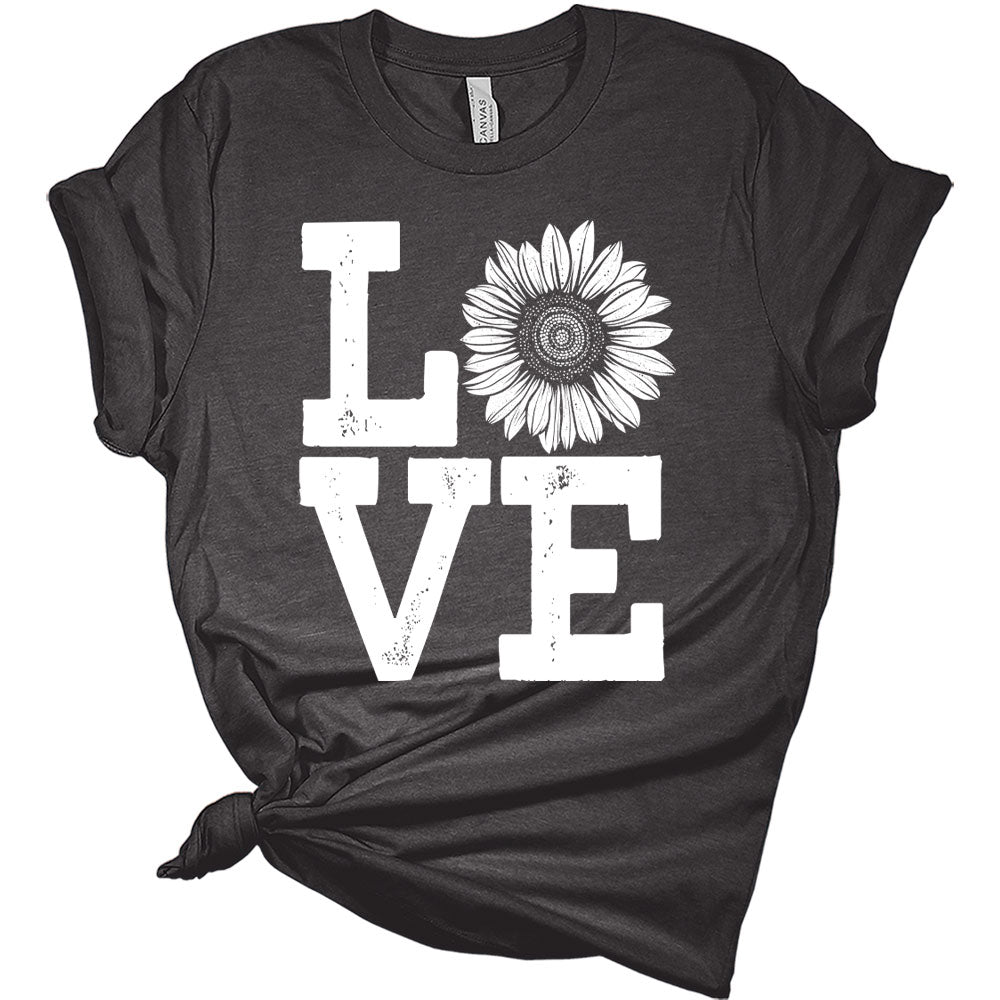 Womens Love Sunflower Shirt Floral Graphic Tee