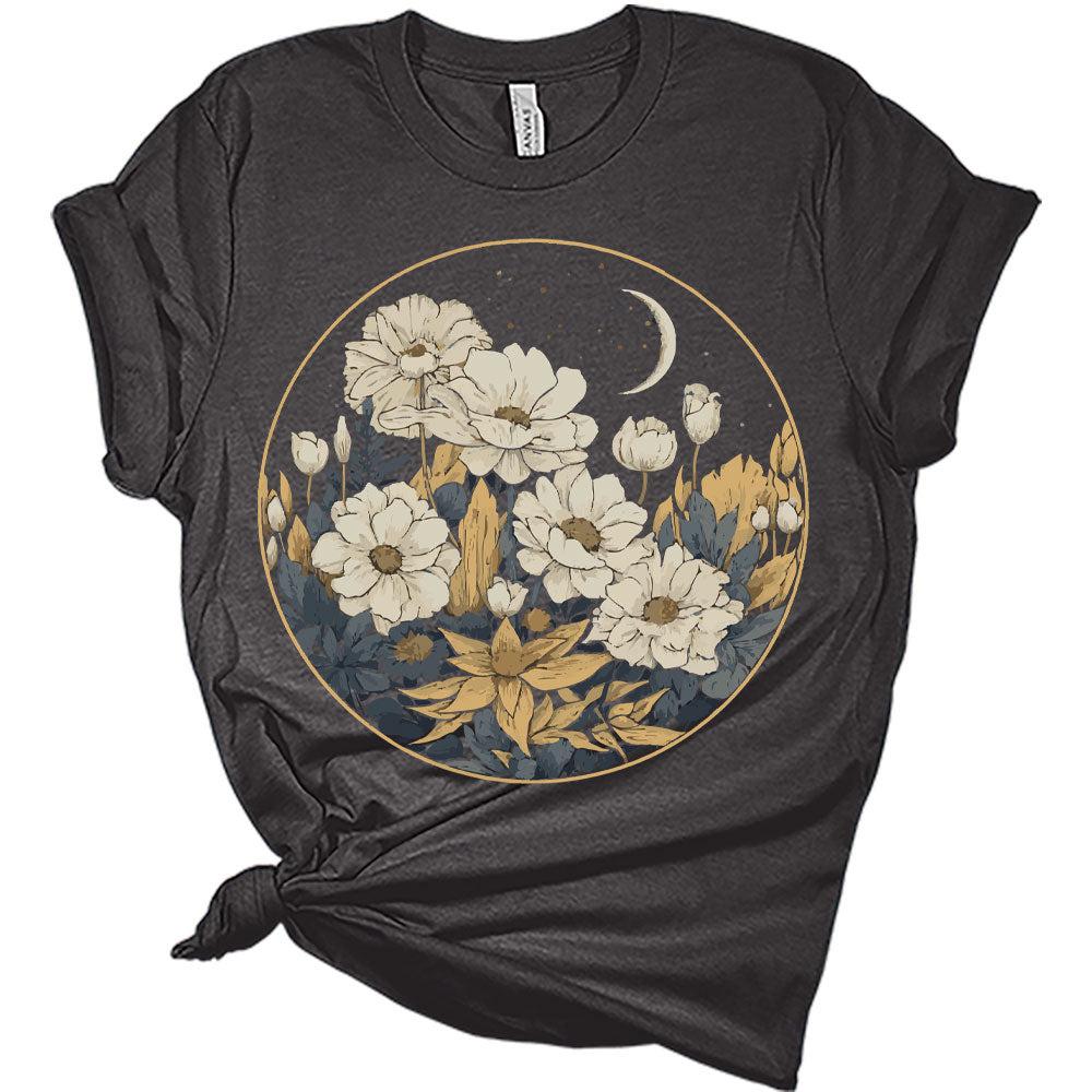 Womens Floral Shirts Wildflower Vintage Graphic Tees Spring Short Sleeve Cottagecore T Shirts Bella Summer Tops