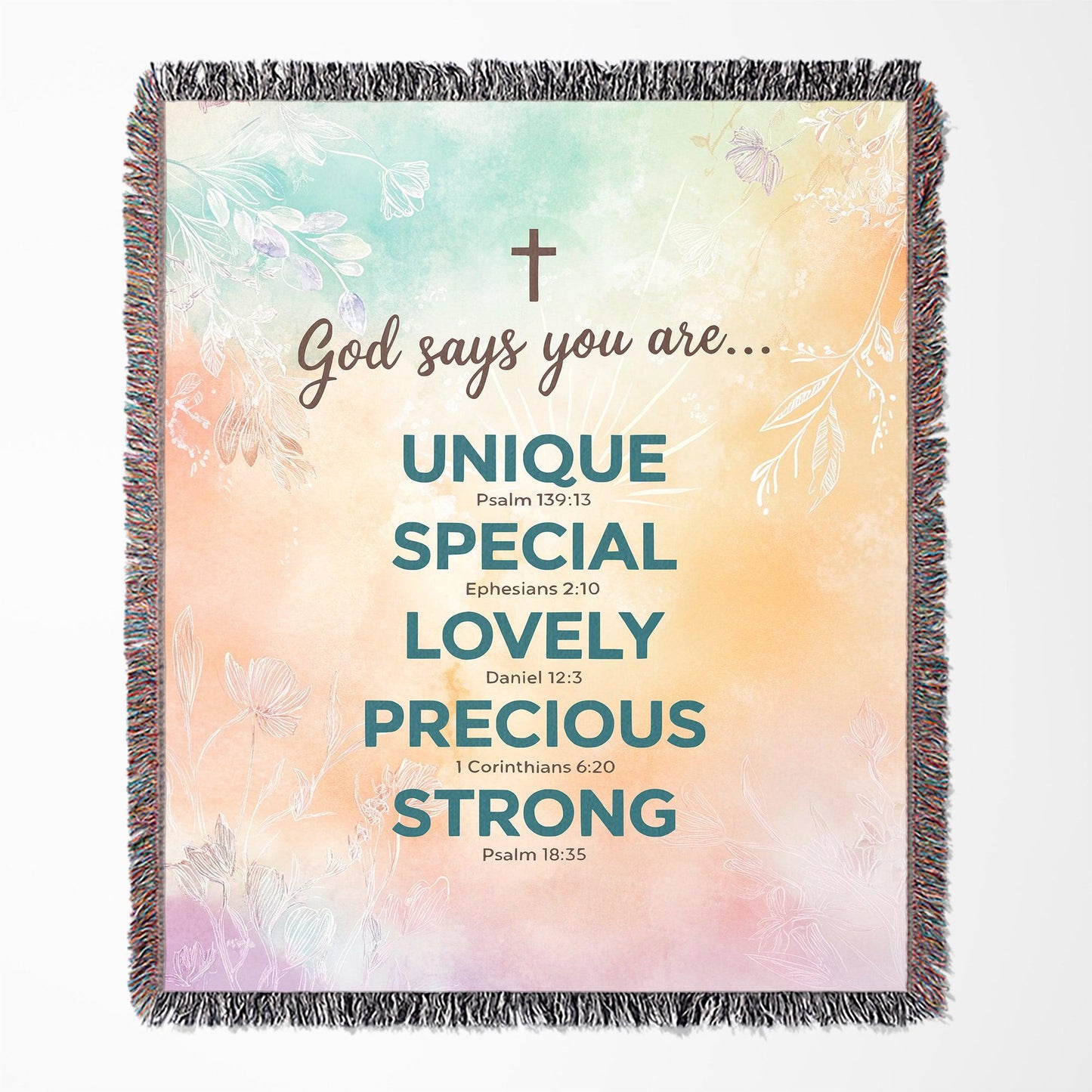 God Says You Are Unique Affirmation 50" x 60" Christian Gift Woven Jacquard Blanket