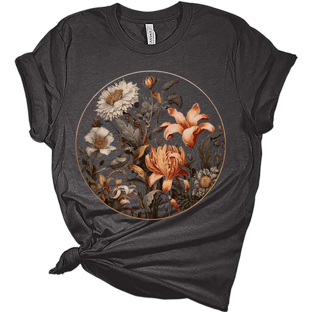 Womens Floral Shirts Trendy Wildflower Vintage Graphic Tees Casual Short Sleeve T Shirts Bella Summer Tops