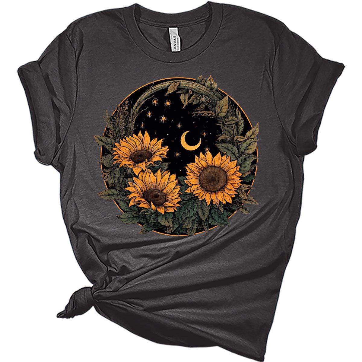 Womens Floral Shirts Trendy Wildflower Graphic Tees Spring Short Sleeve Sunflower T Shirts Plus Size Bella Summer Tops