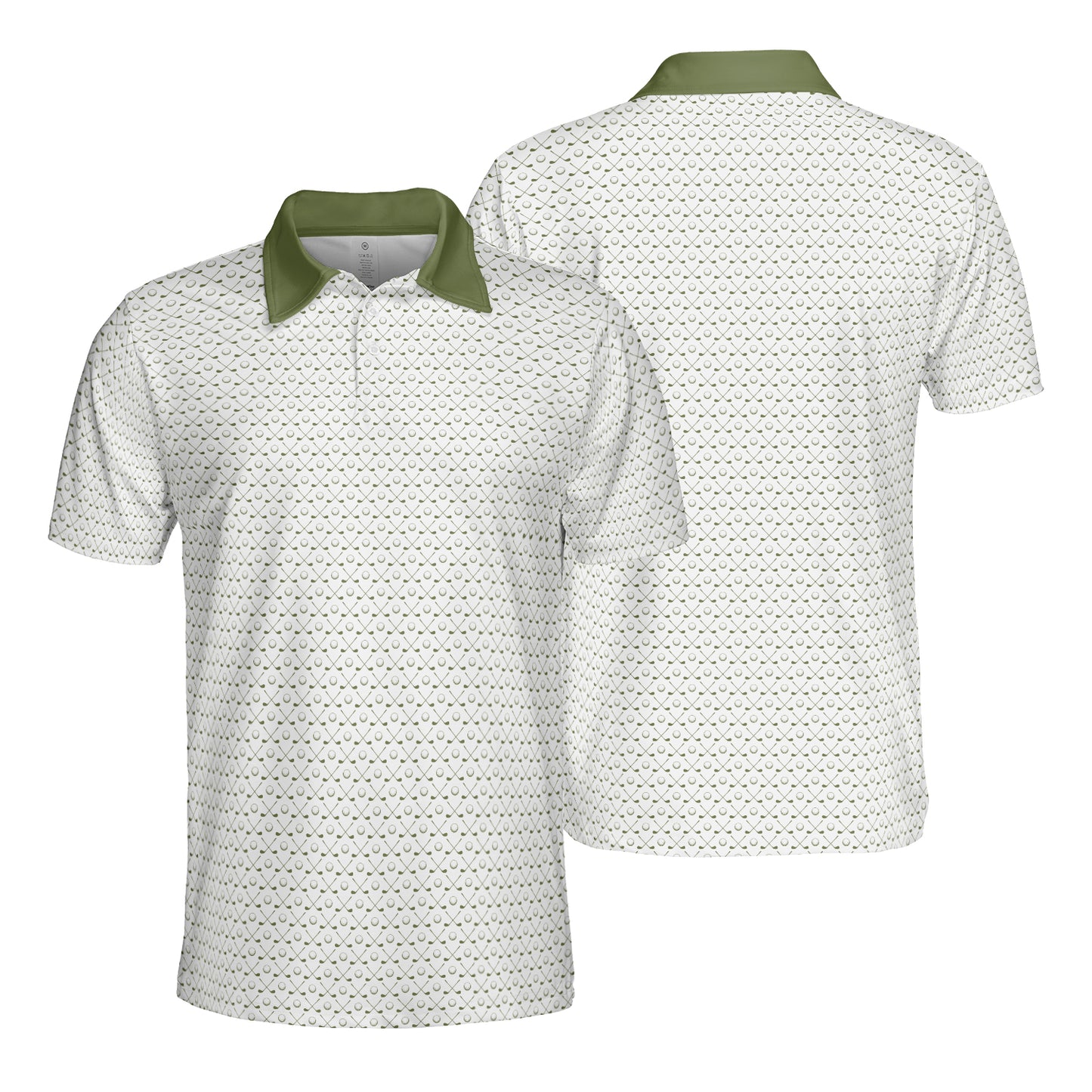 Golfer Polo Shirts for Men White Green Moisture Wicking Golf Short Sleeve Dress Tops