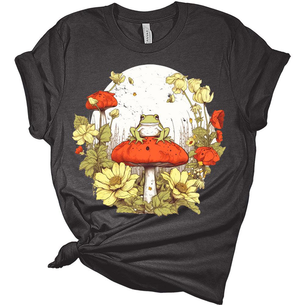 Womens Floral Mushroom Frog T-Shirt