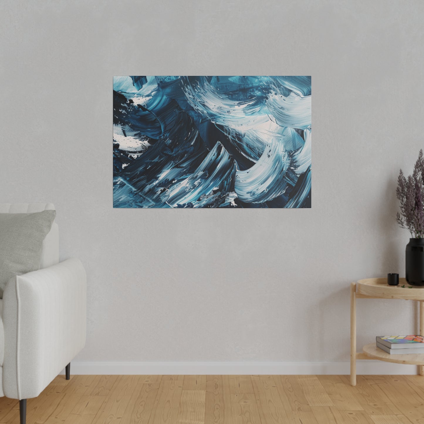 Blue Abstract Picture Canvas Print Wall Painting Modern Artwork Canvas Wall Art for Living Room Home Office Décor