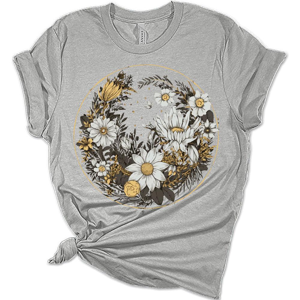 Womens Floral Shirts Wildflower Vintage Graphic Tees Spring Daisy Short Sleeve T Shirts Bella Summer Tops