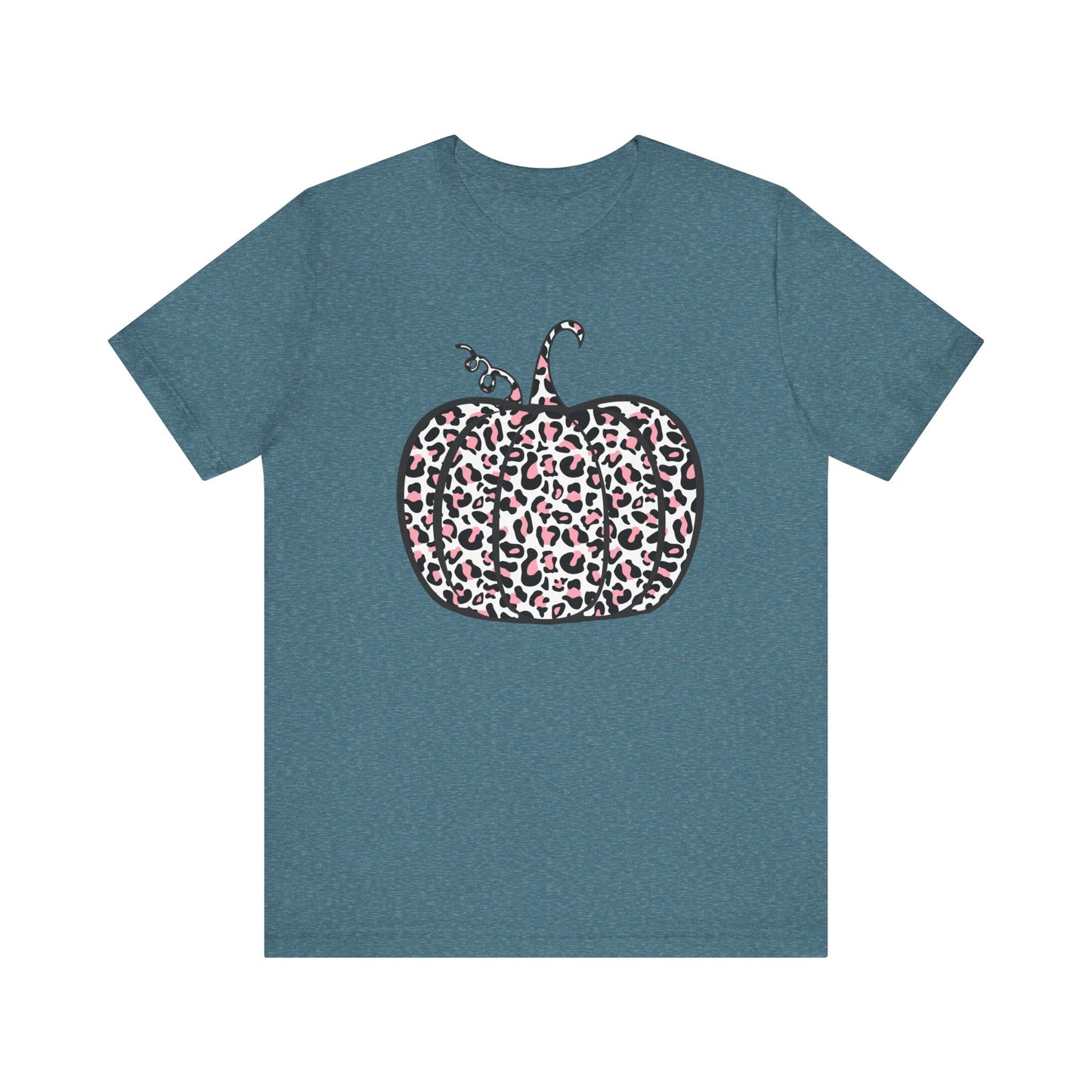 Womens Trendy Leopard Pumpkin Printed Shirts Halloween Short Sleeve Graphic Tees Fall T-Shirts Tops - PF
