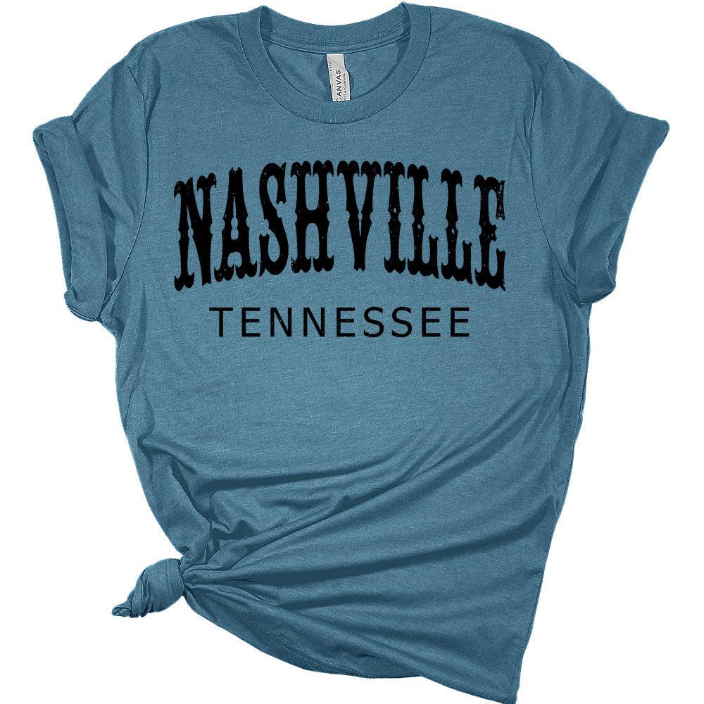 Womens Nashville Shirt Casual Ladies Cute Letter Print Graphic Tees Short Sleeve Country Western Tops for Women