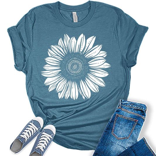 Womens Graphic Sunflower Vintage Aesthetic Shirt Fall Bella Tshirt Plus Size Top Vintage Tee