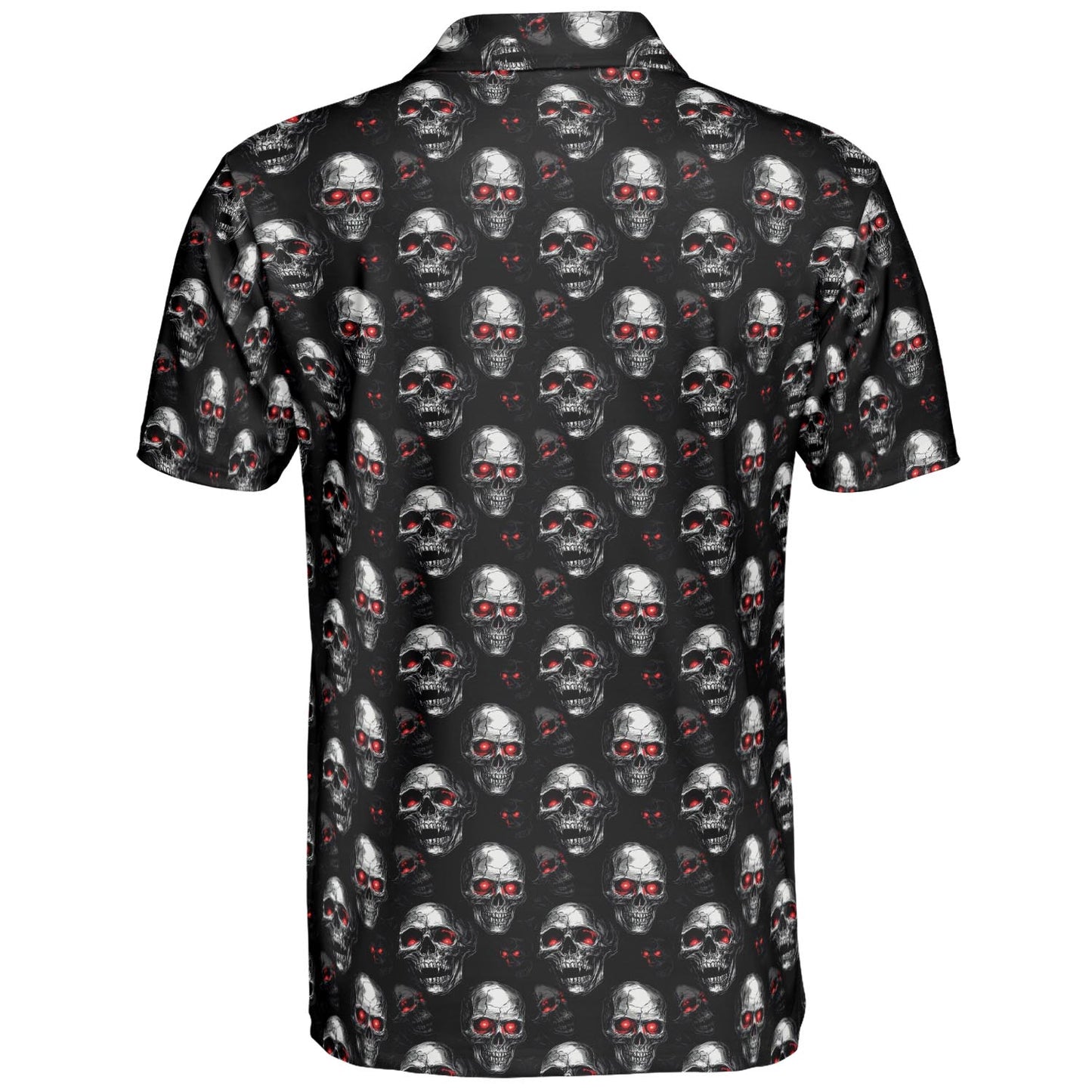Vampire Skull Halloween Polo Shirt for Men Moisture Wicking Short Sleeve Golf Top