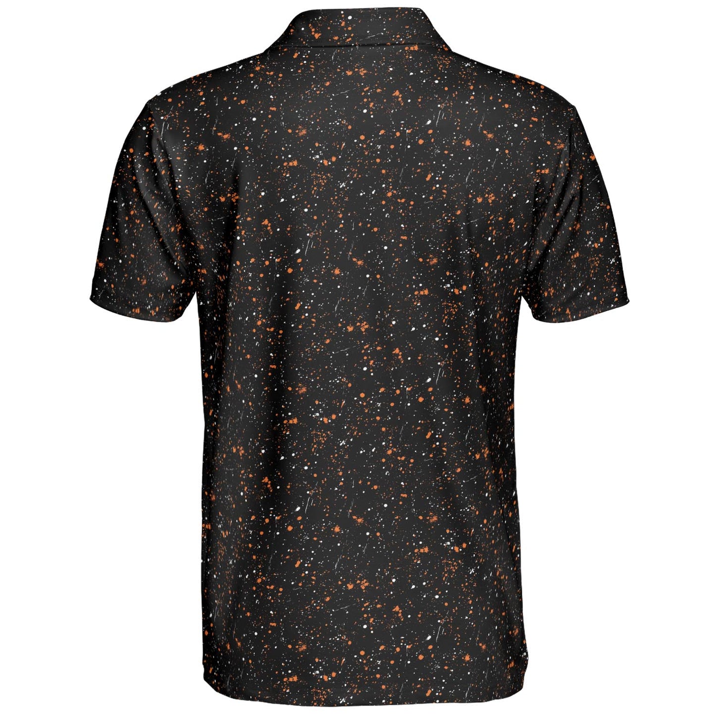 Black Halloween Polo Shirt for Men Spooky Orange Moisture Wicking Short Sleeve Golf Costume Party Top
