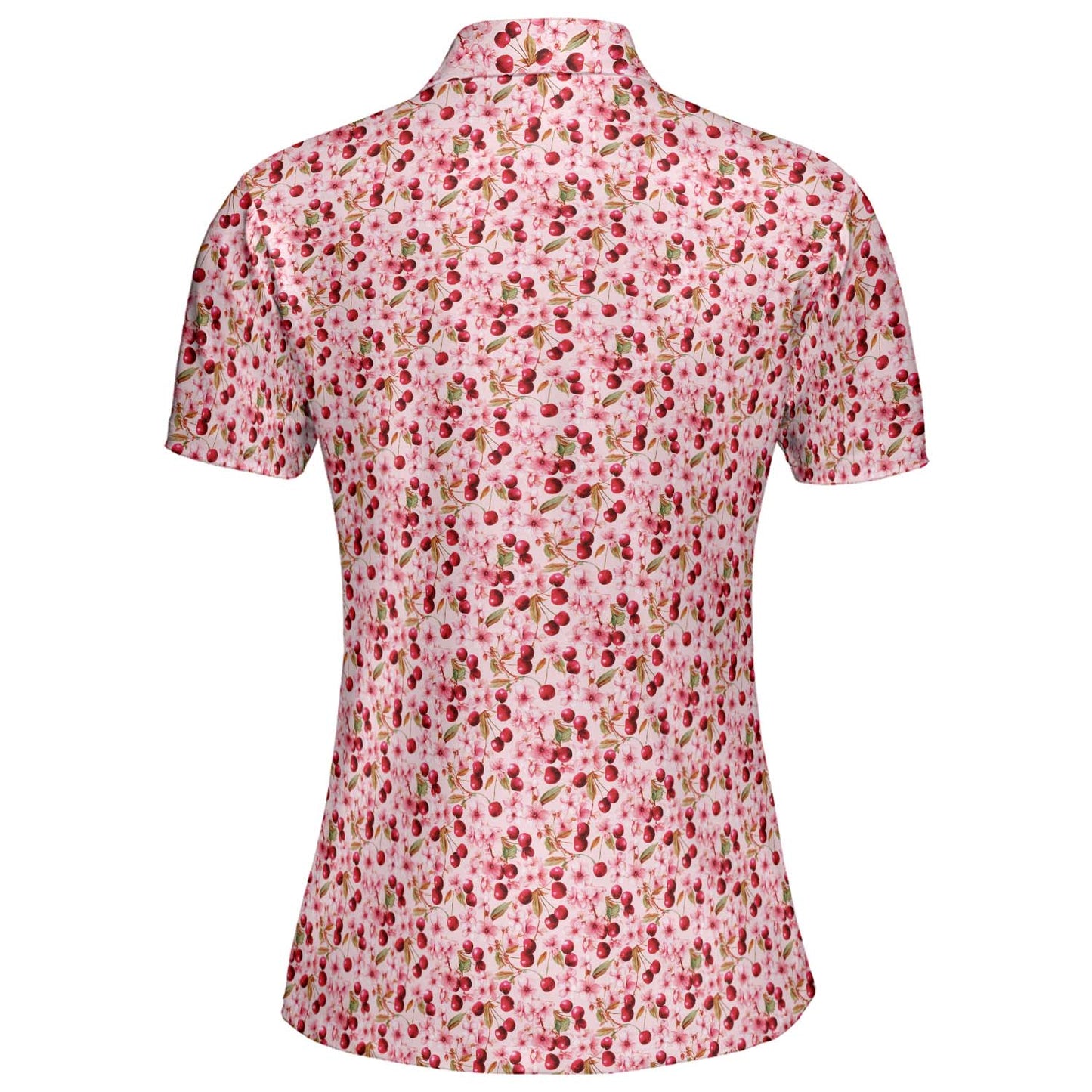 Cherry Blossom Polo Shirt for Women Pink Floral Cottagecore Spring Summer Moisture Wicking Short Sleeve Golf Top