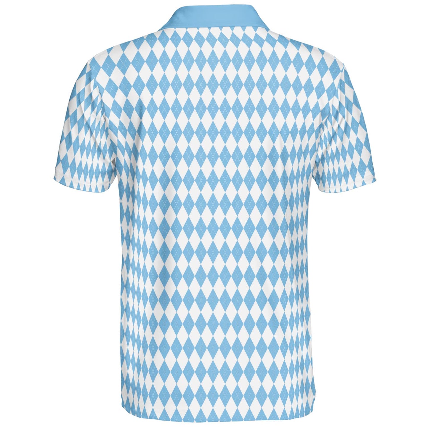Bavarian Diamond Polo Shirt for Men Checkered Blue Collar Moisture Wicking Short Sleeve Golf Top