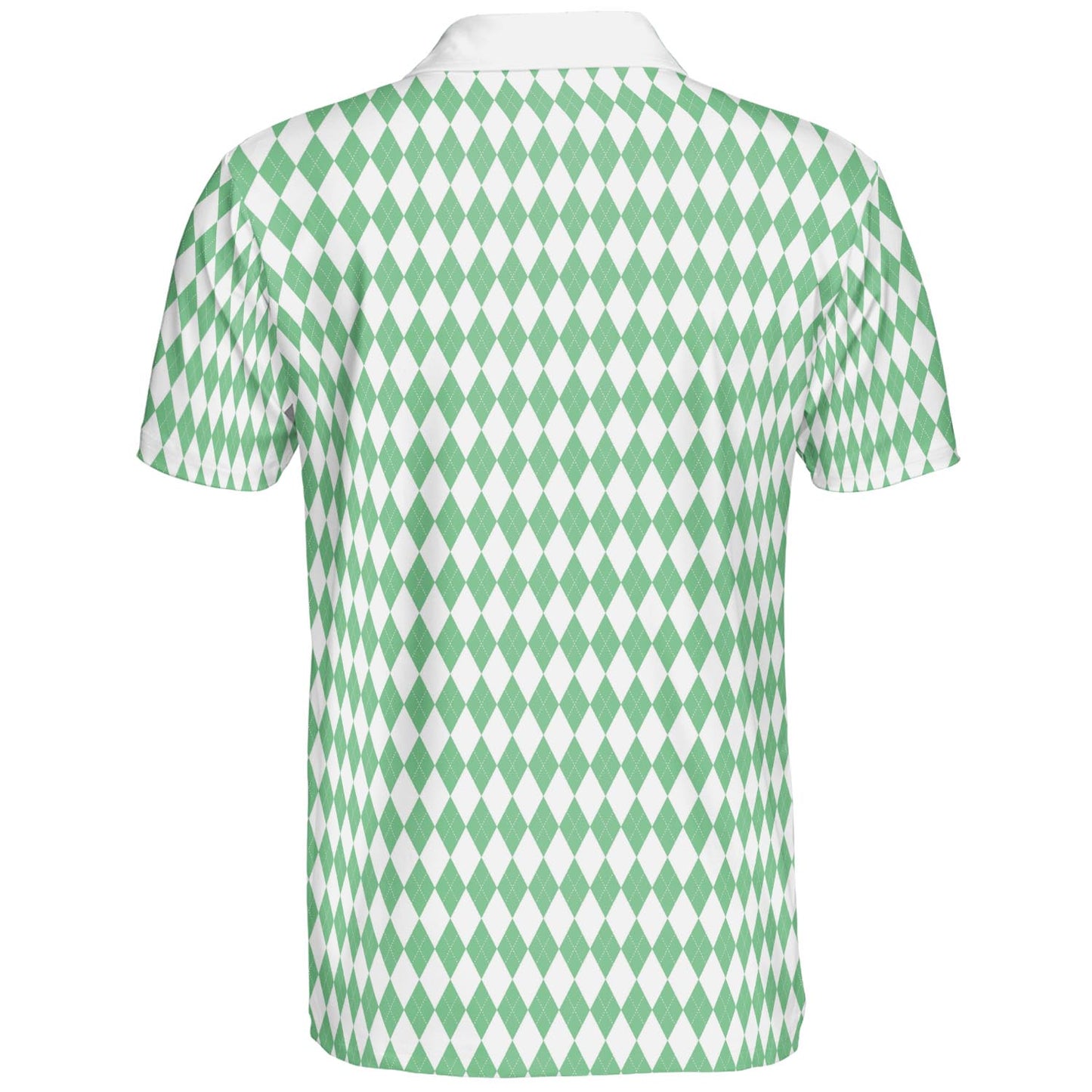 Bavarian Diamond Polo Shirt for Men Green White Checkered Moisture Wicking Short Sleeve Golf Top