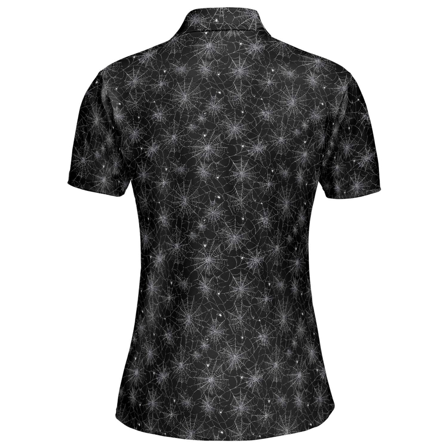 Spiderweb Halloween Polo Shirt for Women Black Spooky Cute Costume Moisture Wicking Short Sleeve Golf Top