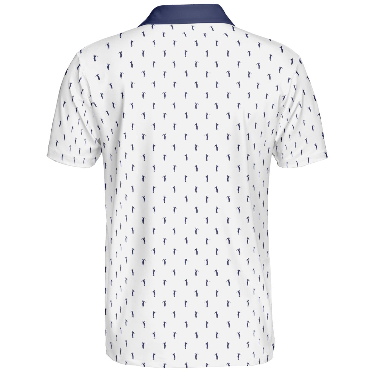 Golfer Polo Shirt for Men White Navy Moisture Wicking Short Sleeve Vacation Golf Top