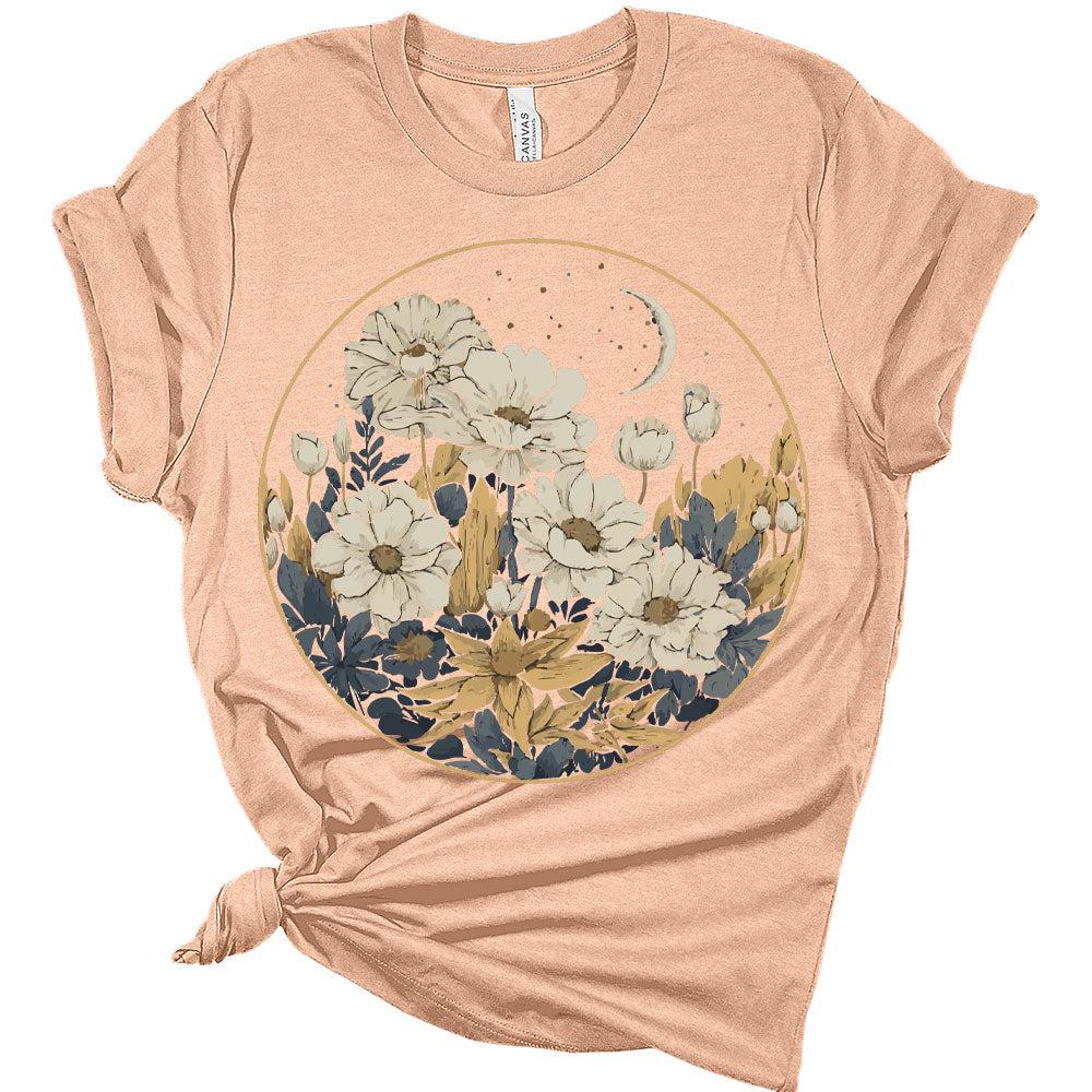 Womens Floral Shirts Wildflower Vintage Graphic Tees Spring Short Sleeve Cottagecore T Shirts Bella Summer Tops