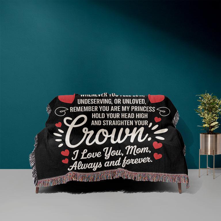 To My Daughter You Are My Princess Love Mom 50" x 60" Gift Woven Jacquard Blanket
